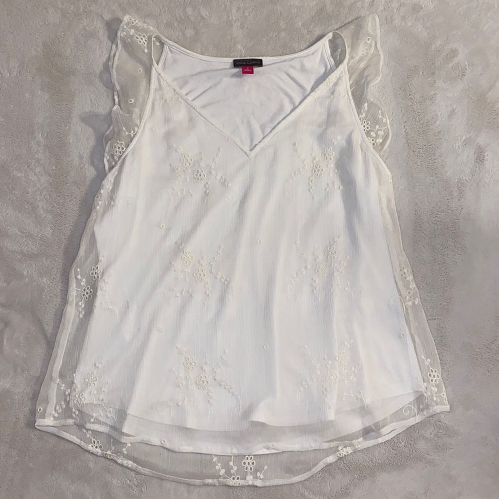 Embroidered flutter sleeve blouse